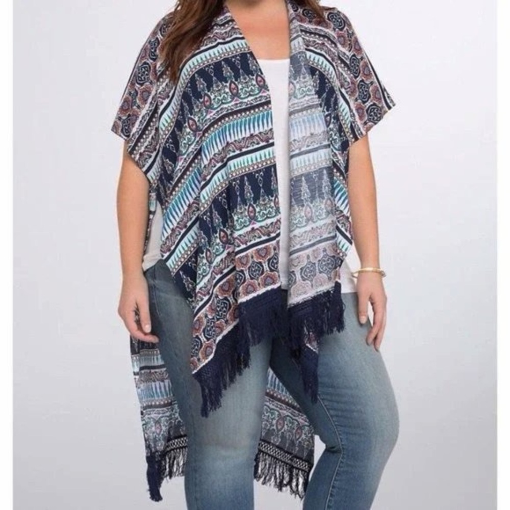 Torrid Bohemian Fringe Kimono Cardigan with matching dress